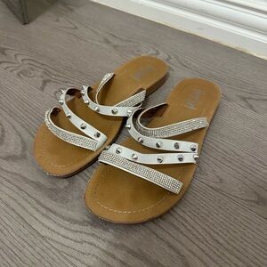 Stylish White and Tan Women's Sandals